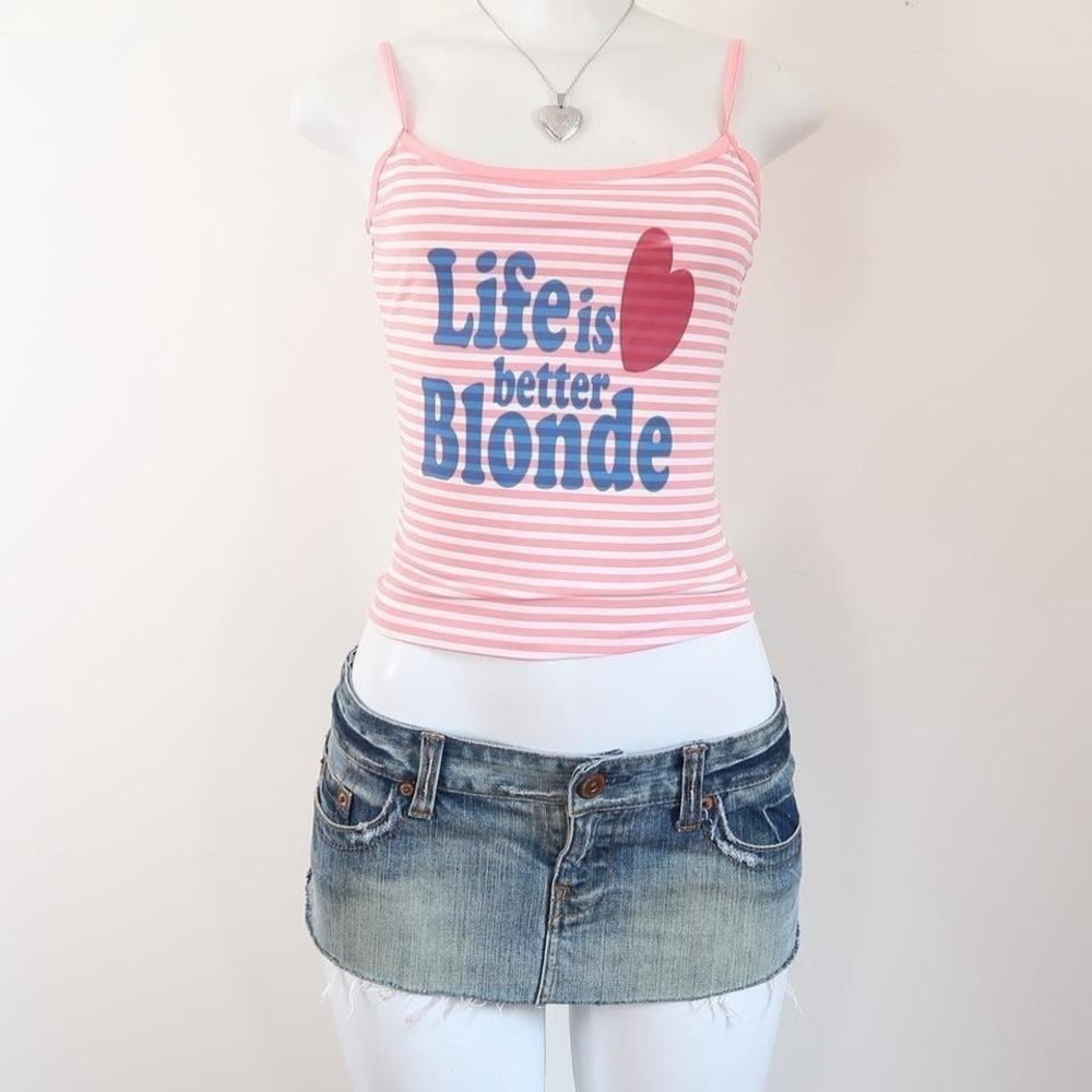 life is better blonde striped cami y2k bimbo core